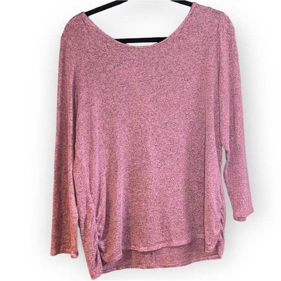 2for$25 NWOT Lily Morgan Rose Soft Stretch 3/4 Sleeve Top Criss Cross Size XL - Picture 5 of 10